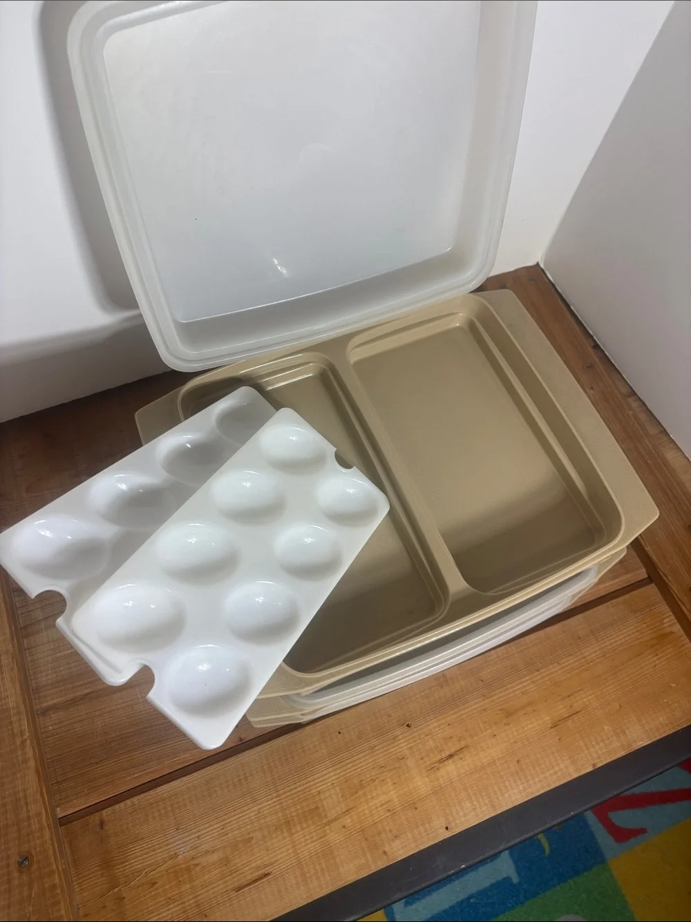 Vintage Tupperware Deviled Egg Keeper & Carrier Set of 3 (Model 723)
